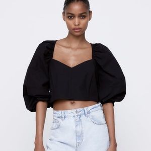 ZARA Poplin Crop Top